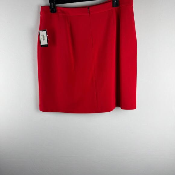 NWT Nine West Women Textured A-Line Wrap Red Skirt Size 16 Dressy‎ Casual Knee - Picture 2 of 9
